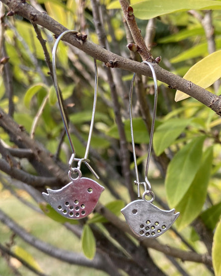 bird silver earrings