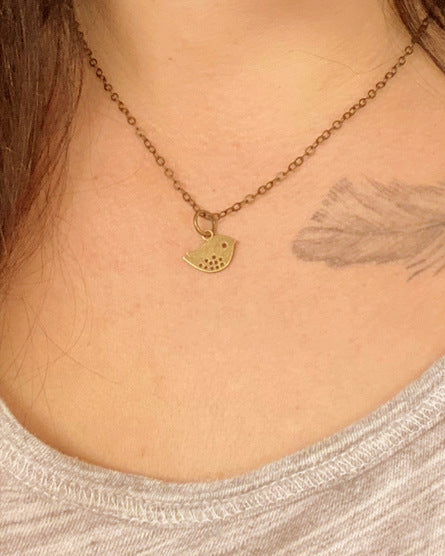 Bird Brass Short Necklace