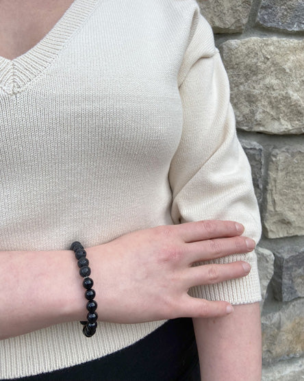 black onyx + lava stone diffuser bracelet