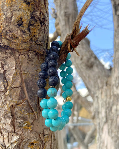 blue howlite + lava stone diffuser bracelet