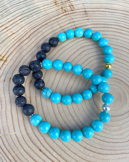 blue howlite + lava stone diffuser bracelet