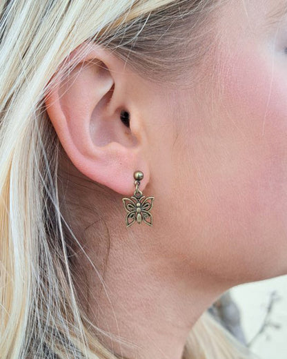 Butterfly Brass Stud Earrings