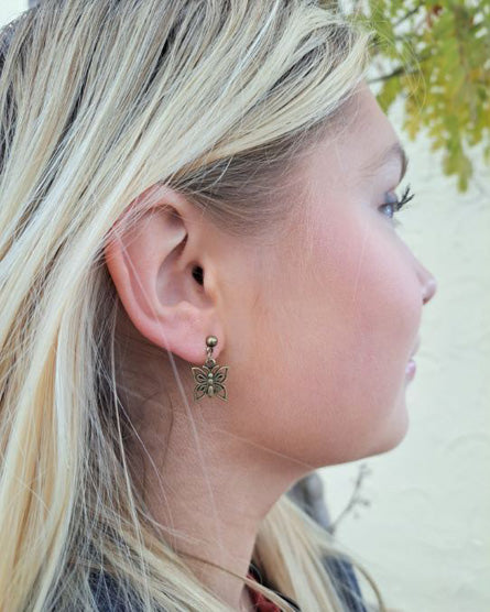 Butterfly Brass Stud Earrings