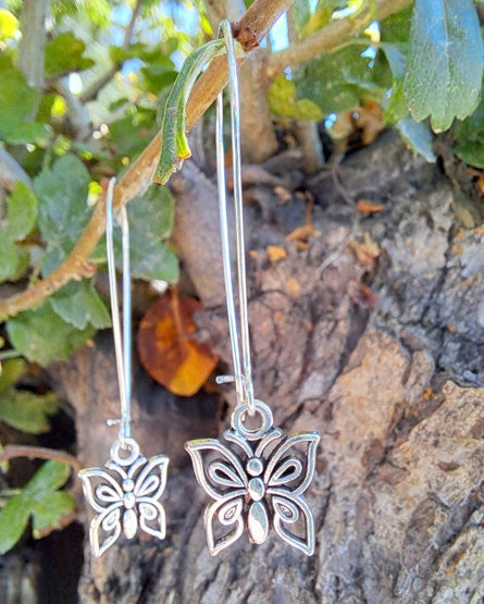 Butterfly Silver Drop Earrings
