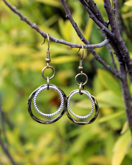 double circle brass earrings
