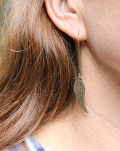 wing brass earrings