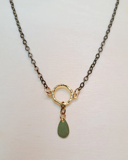 Eternity Circle Drop Dainty Brass Minimalist Necklace