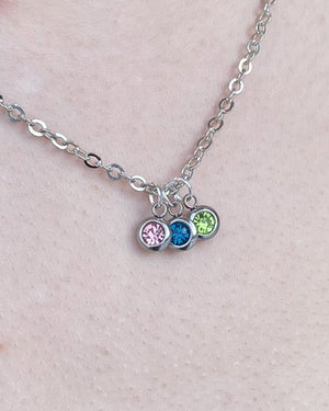 Family Silver Birthstone Necklace