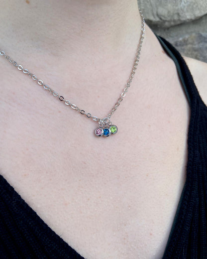 Family Silver Birthstone Necklace