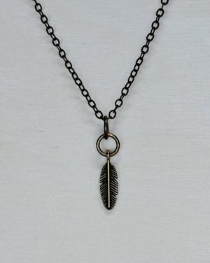 Feather Brass Short Necklace