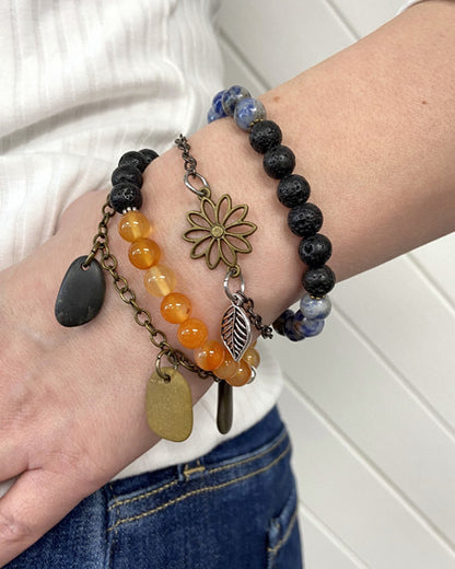 carnelian + lava stone diffuser bracelet