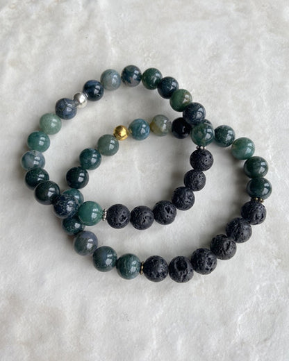 green lime jasper + lava stone diffuser bracelet