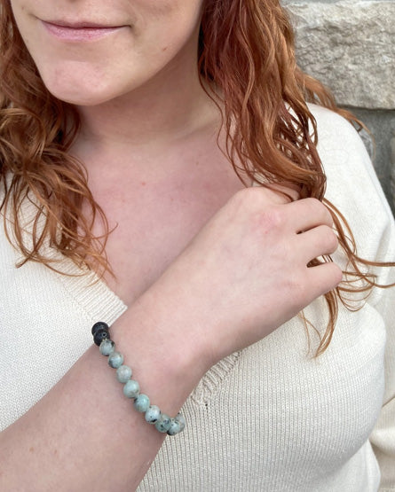 kiwi jasper + lava stone diffuser bracelet