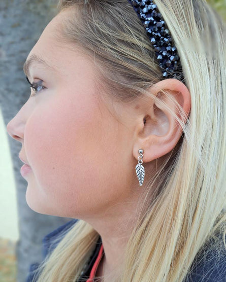 Tiny Leaf Silver Stud Earrings