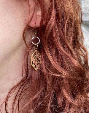 limited edition: gold leaf mixed metal earrings