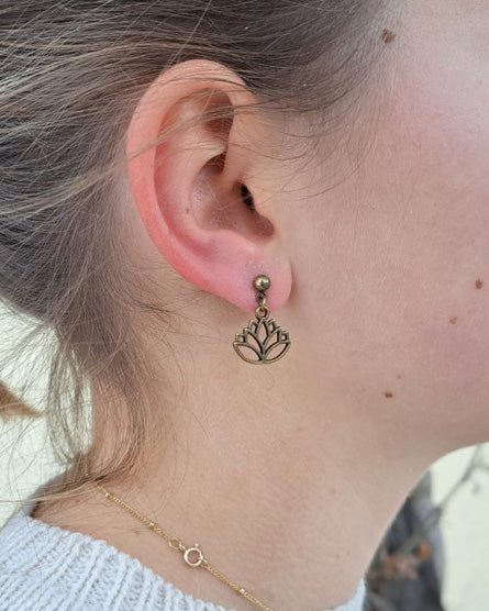 Lotus Brass Stud Earrings