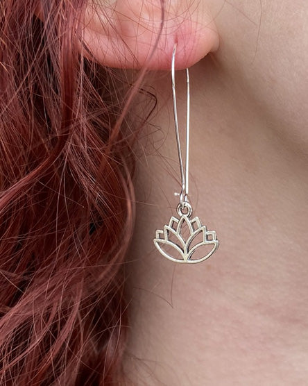 lotus flower silver earrings