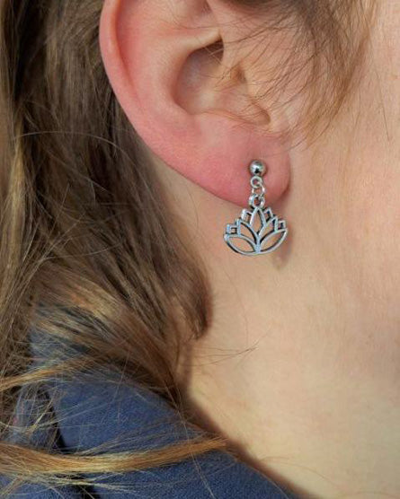 Lotus Silver Stud Earrings