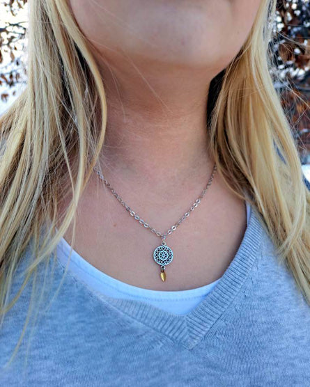 Mandala Dainty Silver Minimalist Necklace