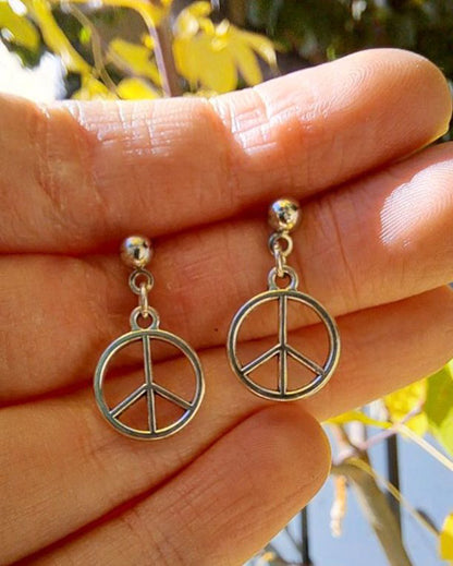 Peace Silver Stud Earrings