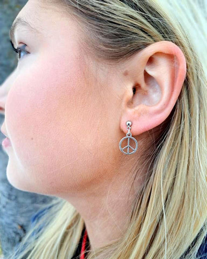 Peace Silver Stud Earrings