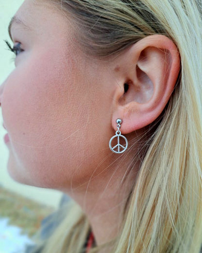 Peace Silver Stud Earrings