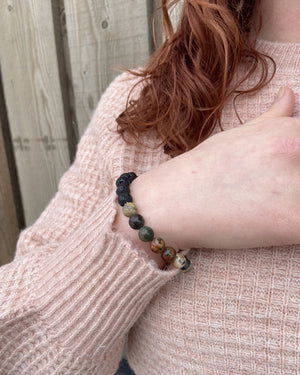 picasso jasper + lava stone diffuser bracelet