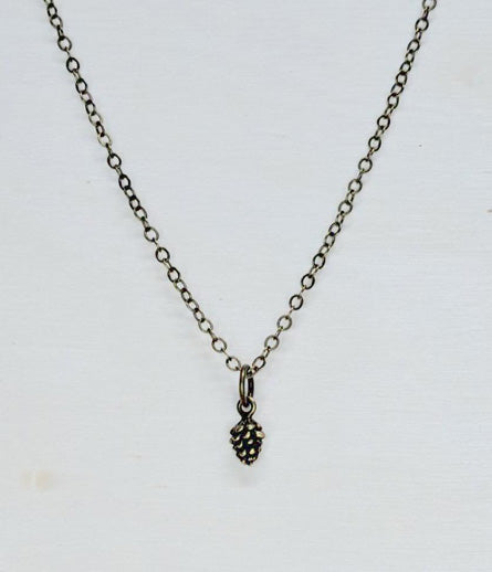 Pine Cone Brass Short Necklace