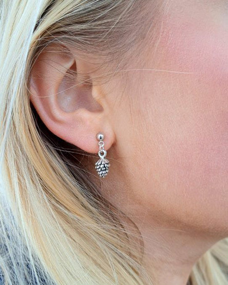 Pine Cone Silver Stud Earrings