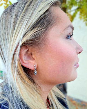 Pine Cone Silver Stud Earrings
