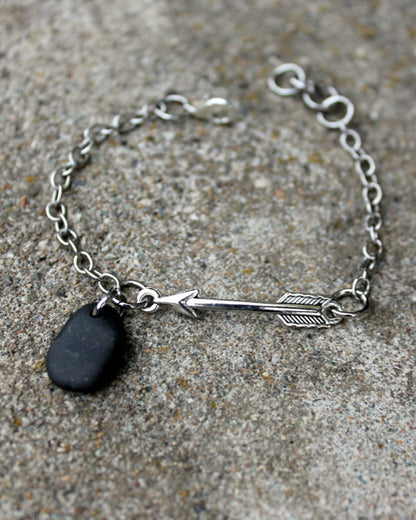 arrow + stone silver bracelet