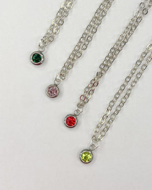 Silver Birthstone Necklace