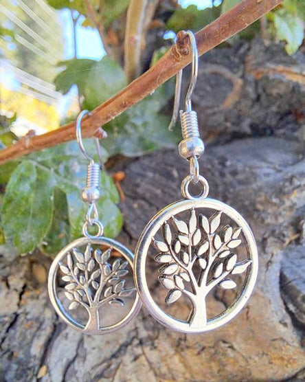 Silver Oak Tree Earrings