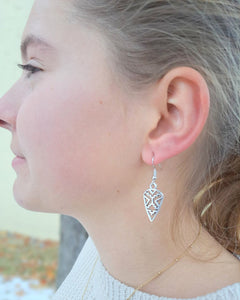 Mini Silver Aztec Triangle Earrings