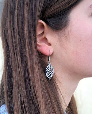 Silver Small Leaf Earrings