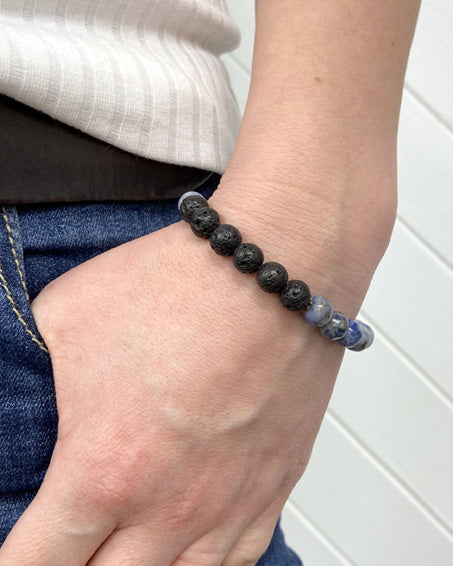 sodalite + lava stone diffuser bracelet