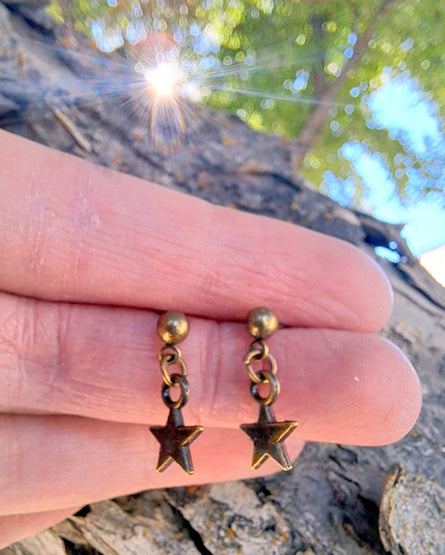 Star Brass Stud Earrings