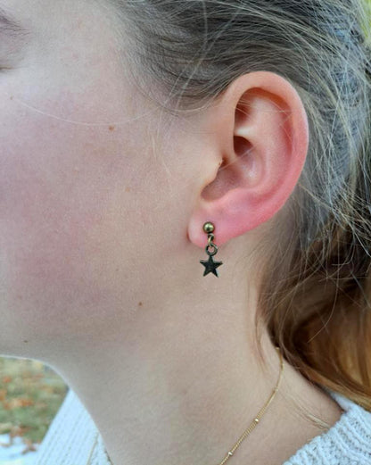 Star Brass Stud Earrings