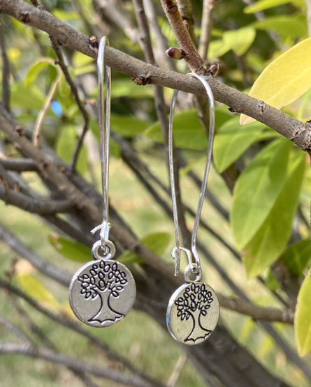 tiny tree silver earrings