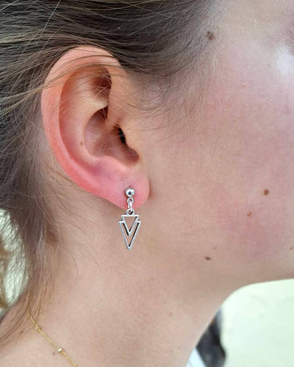Triangles Silver Stud Earrings