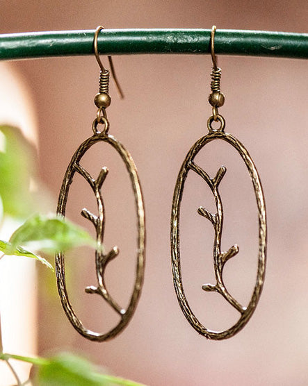 antique brass branch earrings