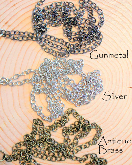 silver pine cone + stone necklace