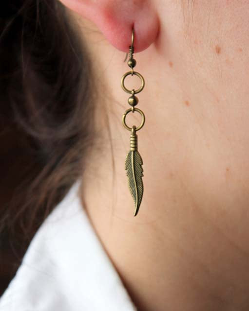 double loop feather earrings