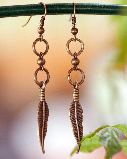 double loop feather earrings
