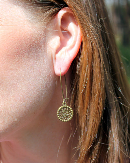 dream catcher brass earrings