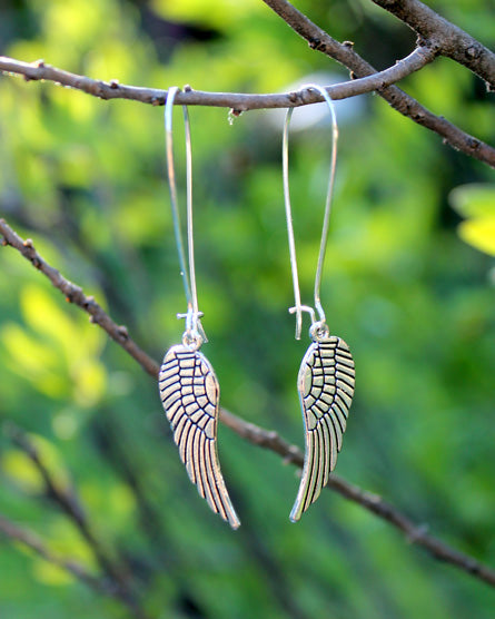 wing silver earrings