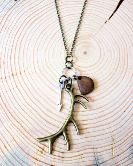 elk antler charmed necklace