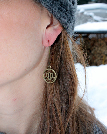 lotus brass earrings