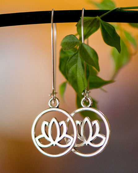 lotus silver earrings