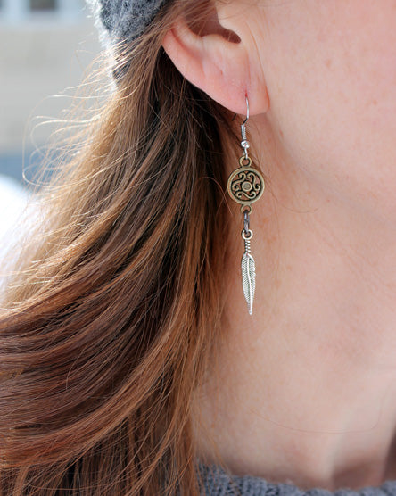 Metal + Stone Peacock Feather Earrings – Spiral Jewelry & Artisery